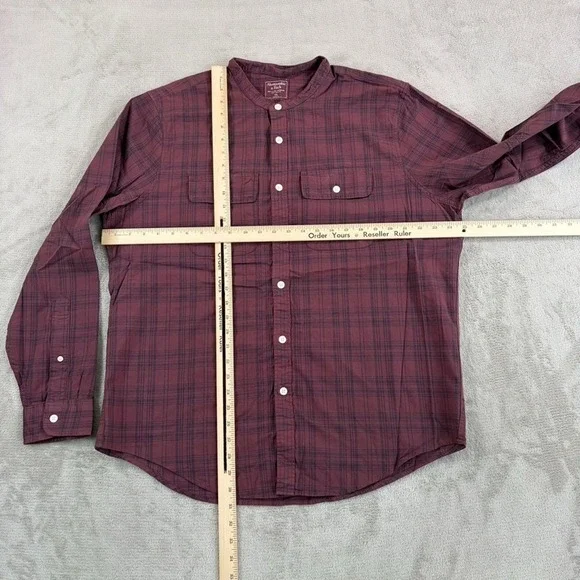 Abercrombie & Fitch Blade Mandarin Collar Shirt in Burgundy Plaid Men 2XL Preppy - Picture 4 of 7